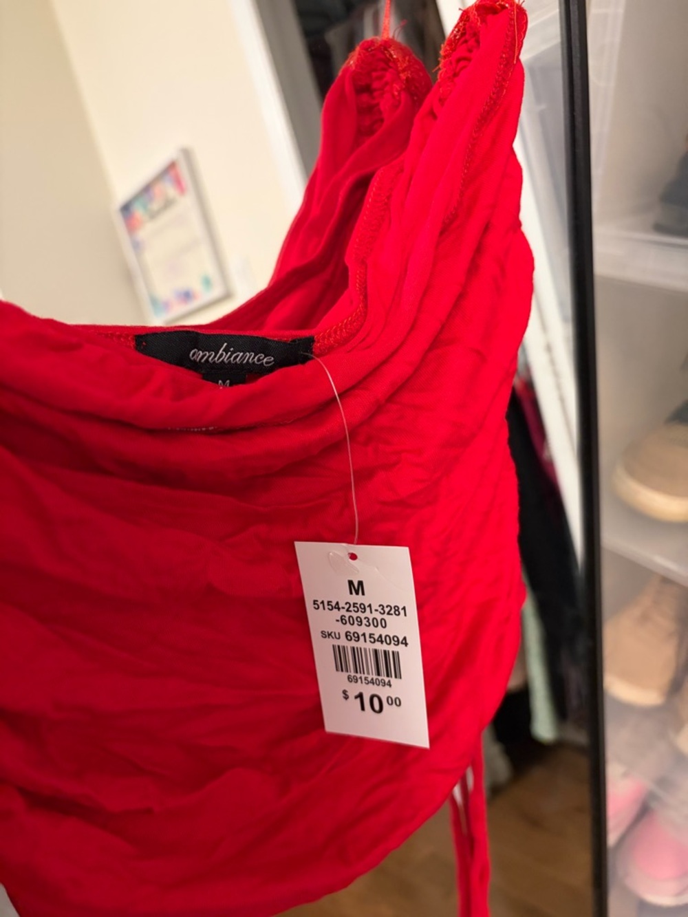 Ambiance Red Ruched Tube Top - Picture 3 of 3